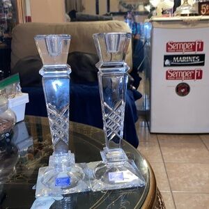 Vintage Slovakia crystal candle holders